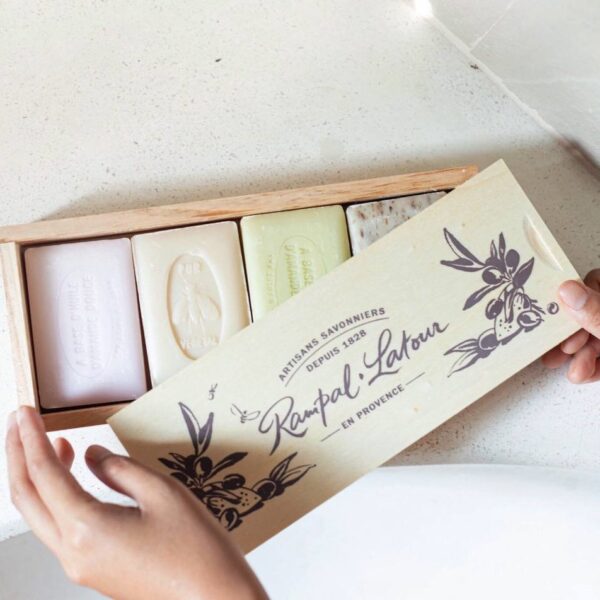 perfumed marseille soap in french pencil wood gift box